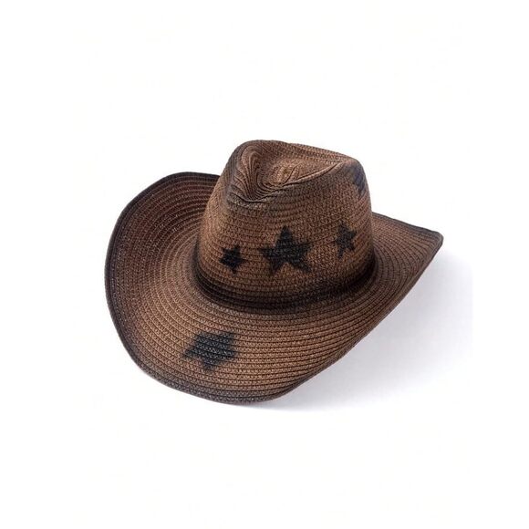 1684 Women\'s Cowboy Hat Western Cowgirl Hats Straw Classic Wide Brim Sun